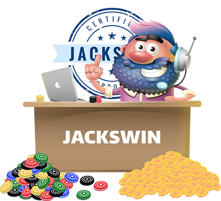Jack behind desk woyh chips and coins